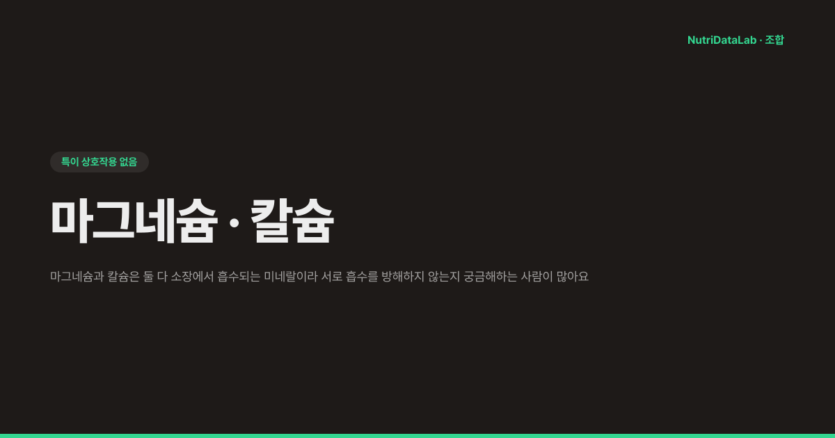 마그네슘 칼슘 같이 먹는 이유와 흡수 상호작용